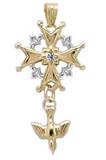 Gold Huguenot Rose Cross