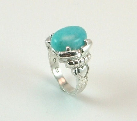 Cabachon Sky Blue Amazonite ring