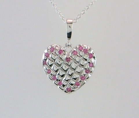Puffy Pink Sapphire Quilted Heart