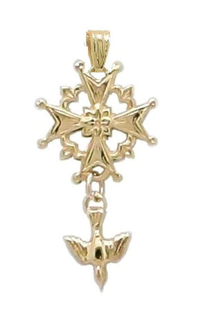 Gold Huguenot Rose Cross