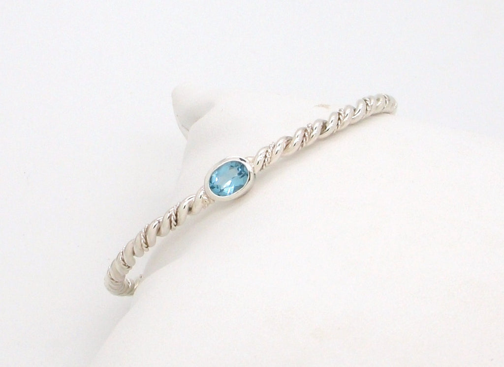 Swiss Blue Topaz Double Twist Bangle Bracelet