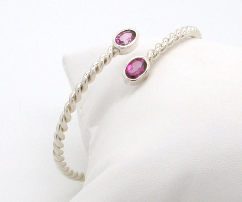 Hot Pink Topaz "Entwined" Cuff Bracelet