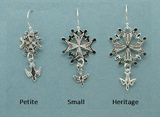 Heritage Huguenot Cross Earrings in Silver or Gold