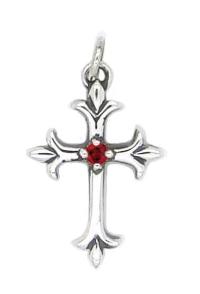 "Fleur" Birthstone Cross