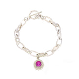 Quilted Link Toggle bracelet with Chrysanthemum Gemstone Charm