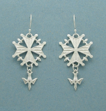 Heritage Huguenot Cross Earrings in Silver or Gold