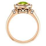 Peridot and Diamond Halo Ring