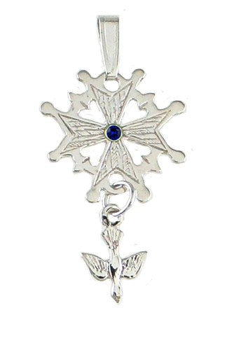 Sterling Silver Birthstone Huguenot Cross