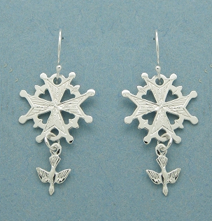 Small Huguenot Cross Earrings