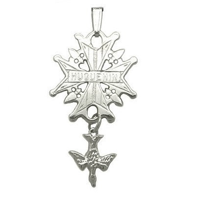 Silver Huguenot Surname Cross