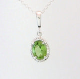 Halo Necklace with Brilliant Oval Gemstone
