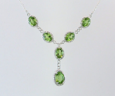 Luxurious Parrot Green Peridot Y necklace