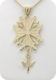 Legacy Huguenot Cross Necklace in 14K Gold