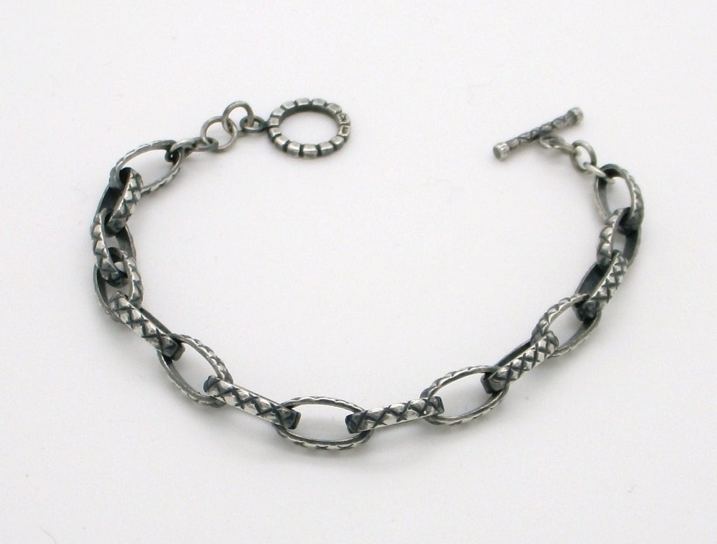 Quilted Link Toggle Bracelet in Sterling Silver
