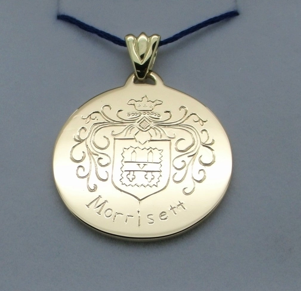 14K Gold Custom Coat of Arms Pendant