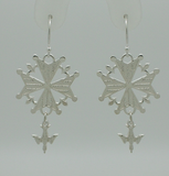 Heritage Huguenot Cross Earrings in Silver or Gold