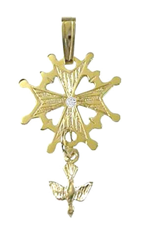 Small Gold Huguenot Cross with Diamond